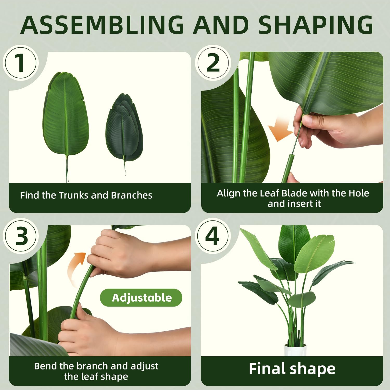 Artificial Plants Indoor Artificial Olive Tree, Palm Tree and Artificial Bird of Paradise, Tall Artificial Plant with White Planter for Home Decoration and Housewarming Gift – Bild 2