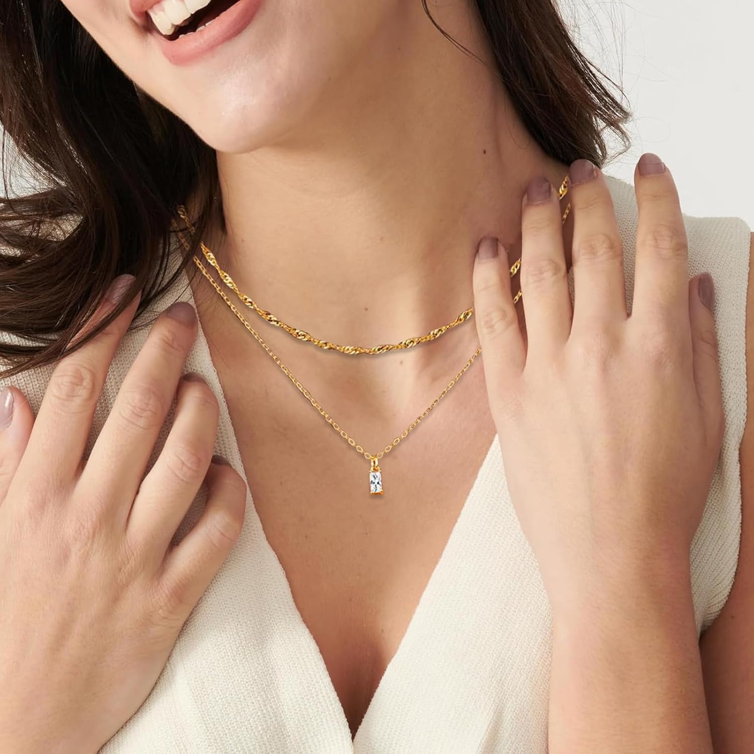 JSTHHTT 3-Pcs Layering Necklace, Gold Chain with Adjustable Round Pendant Chain, Women's Jewellery – Bild 5