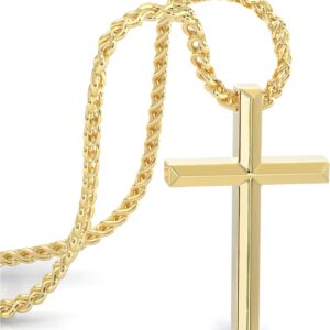 Serasar Men's Cross Necklace [Trust] 316L Surgical Steel Waterproof Braided