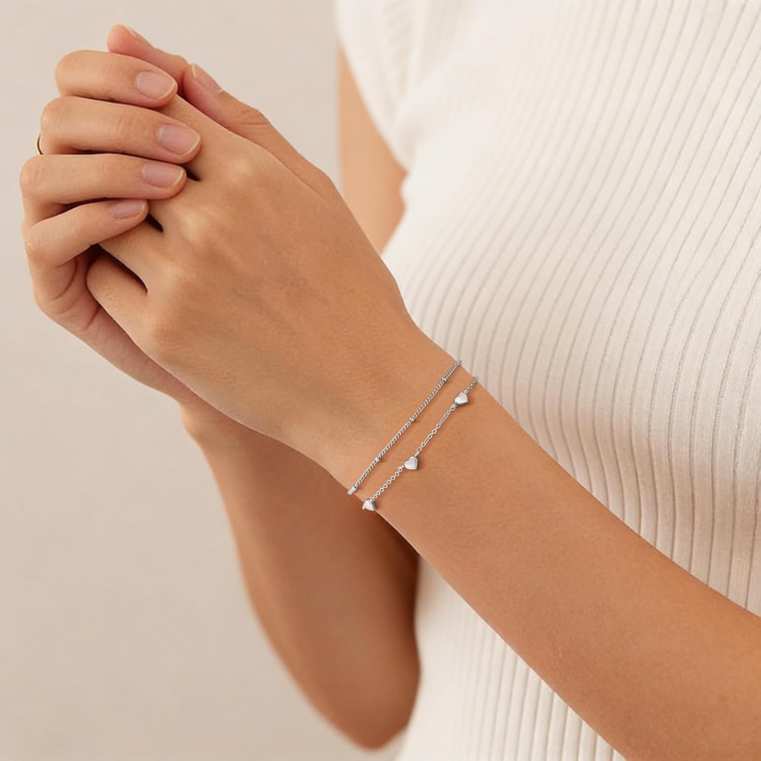 Turandoss Armband Damen Gold/Silber, 14K Gold Vergoldete Herz Armbänder – Bild 3