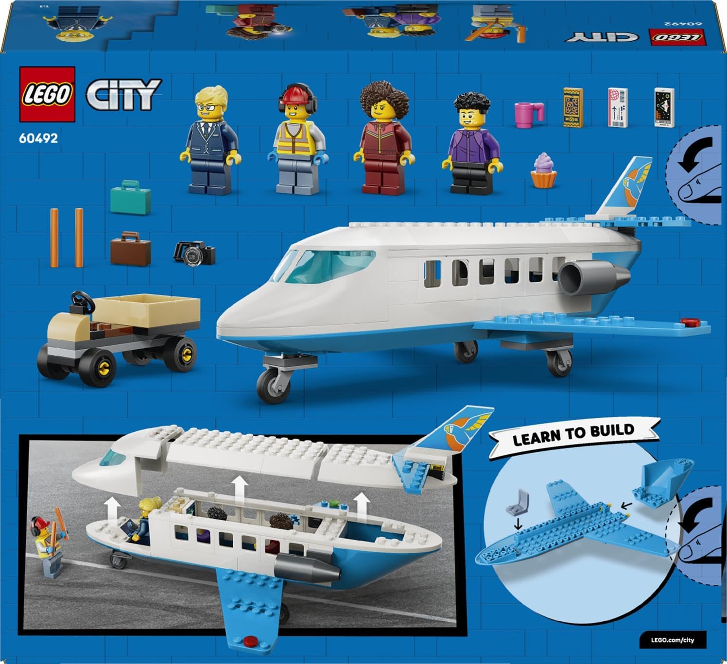 LEGO City Passenger Jet Toy, Aeroplane Model Kit with 4 Mini Figures and Travel Accessories, Educational Toy, Birthday Gift for Boys from 4 Years, 60492 – Bild 11
