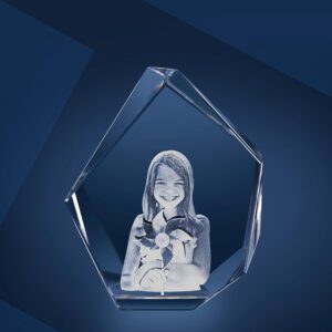 LOOXIS Personalised 3D Laser Photo of Your Own Picture in Viamant Glass – 100x130x59mm Hologram – Gift Idea Men, Women, Valentine’s Day, Wedding Anniversary – Iceberg M