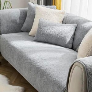 Sofa Cover for 1–4 Seater, Velvet Sofa Throw Blanket with Non-Slip Underlay, Sofa Cover, L-Shape Sofa Cover, Couch Cover for Households with Dogs, Thick Sofa Cover Corner Sofa for Winter