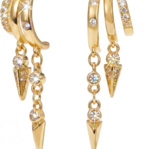 MUMREUES Ohrringe Gold Hängend 14 Karat Vergoldet Ohrringe Creolen Damen Stecker Hypoallergen Wasserfest Minimalistische Minimalist Elegant ​Quasten ​Ketten Schmuck Geschenke