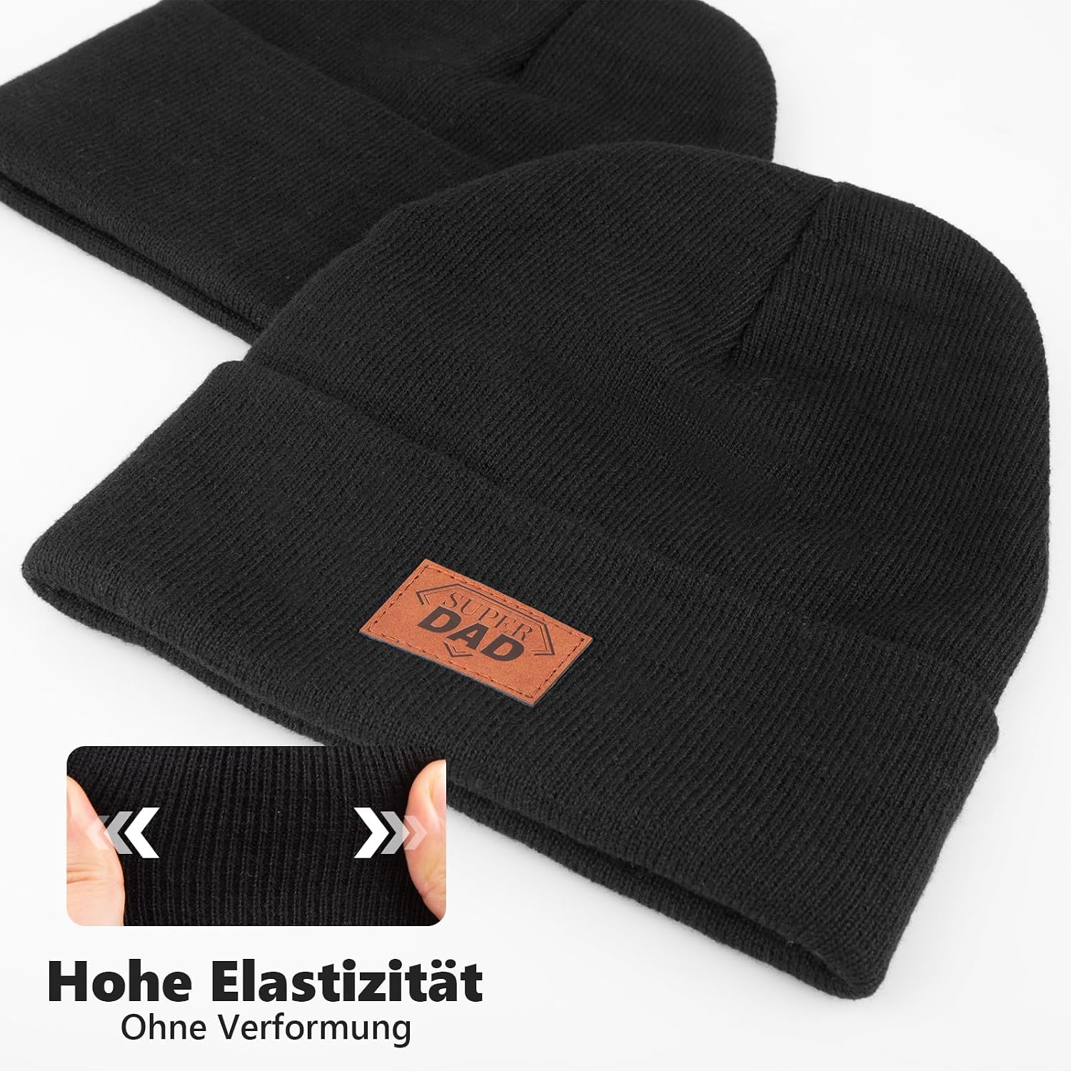 Belillpipi Herren Mütze Strickmütze Beanie für Papa Opa, Papa Opa Geschenk zum Vatertag, Geburtstagsgeschenk für Papa Opa, Geschenkideen für Papa Opa, Schwarz – Bild 4