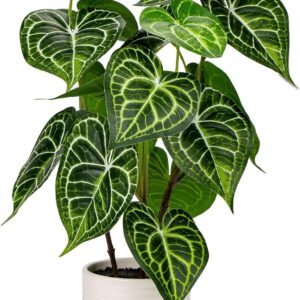 Briful 55 cm Artificial Plant Anthurium Crystallinum Artificial Plants Like Real Decorative Plants Indoor Plant in Ceramic Pot for Home Resto Bathroom Decoration