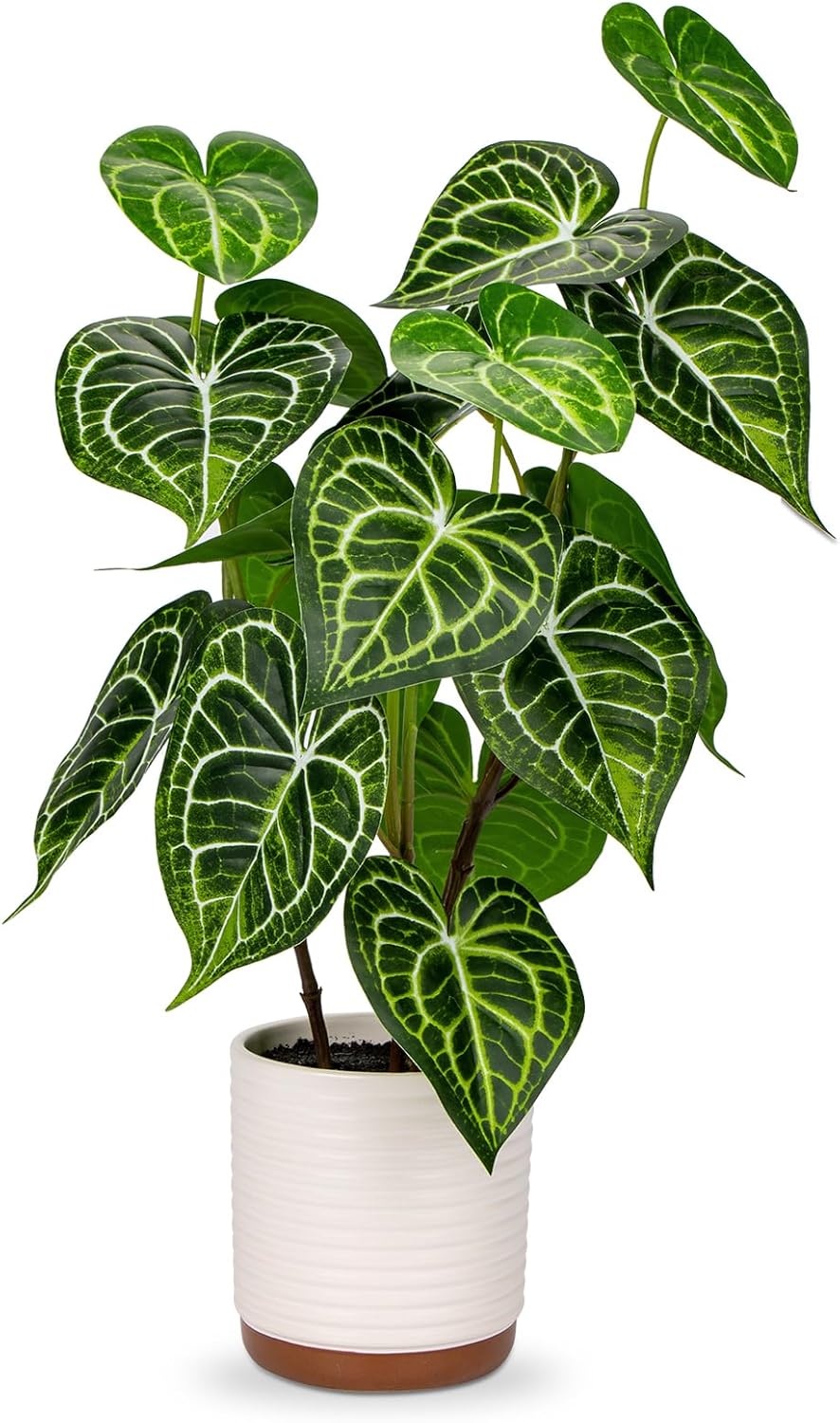 Briful 55 cm Artificial Plant Anthurium Crystallinum Artificial Plants Like Real Decorative Plants Indoor Plant in Ceramic Pot for Home Resto Bathroom Decoration