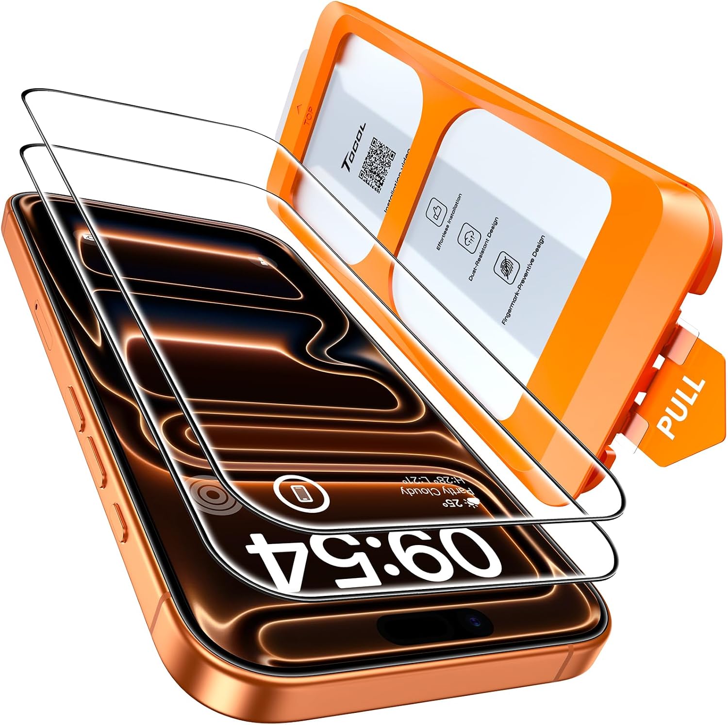 Tocol for iPhone 17 Pro for tempered glass 6.3 inches, easy to install