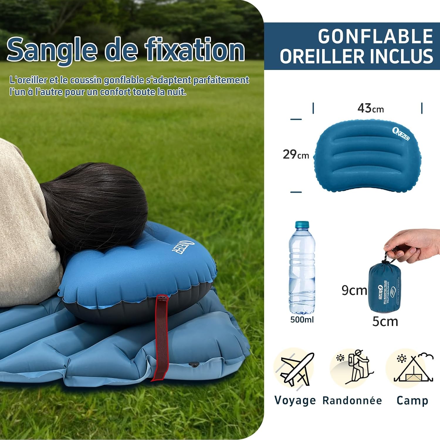 Adult Down Sleeping Bag Set Including Ultra Lightweight Inflatable Sleeping Mat and Pillow – Bild 7