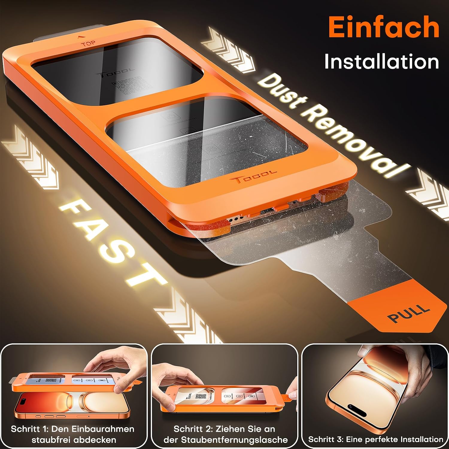 Tocol for iPhone 17 Pro for tempered glass 6.3 inches, easy to install – Bild 4
