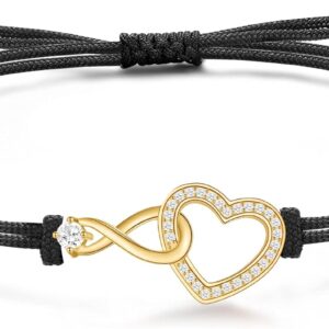 Jrêveinfini Infinity Bracelet 925 Silver Women Girls Gifts for Women Girlfriend Mum with Gift Box Adjustable 14 + 9 cm