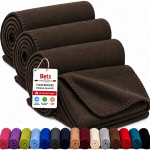 Betz Fleecedecke 3 Stück 130×170 cm 180g/m² – Weiche Wohndecke & Kuscheldecke – Flauschige Sofadecke als Tagesdecke – Leicht, wärmend & pflegeleicht – Farbe braun