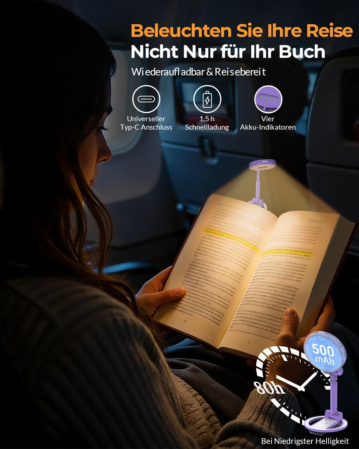 Reading Lamp Book Clamp Bed Book Lamp Rechargeable Reading Light – Bild 6