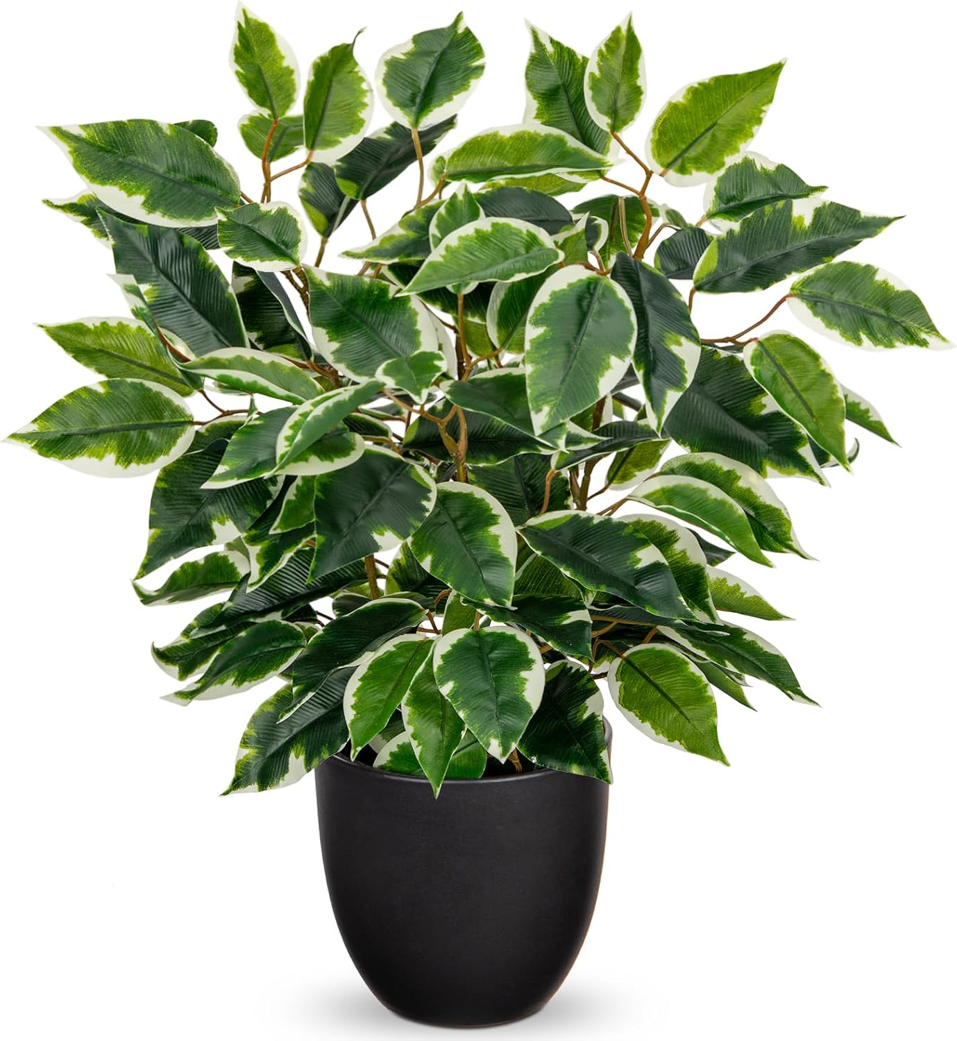Hollyone Artificial Plants Like Real Ficus 40 cm Artificial Ficus Plants in Pot Green Plant Decorative Indoor Plant for Windowsill Living Room Bathroom Table Decoration Light Green