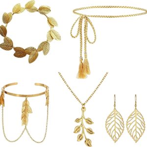 6 Piece Gold Jewellery Set Leaf Design Vintage Jewellery for Women