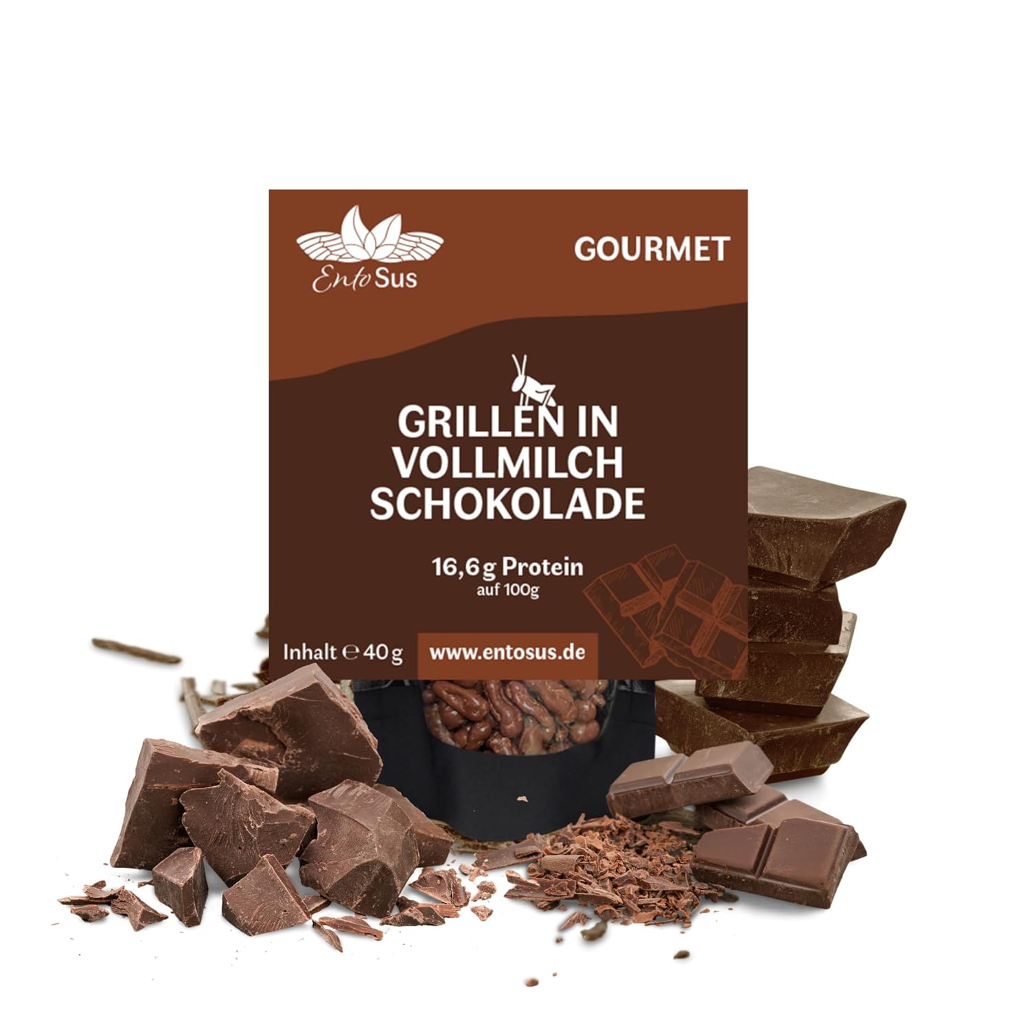 EntoSus - Crispy Grilling in Belgian Chocolate (1 x 40 g, Whole Milk)