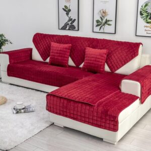 Sofa Cover, Sofa Blankets for Seat, Couch Cover 1 2 3 4 Seater, Sofa Protector Non-Slip, Universal Sofa Throw, Corner Sofa Cover, Red, 70 x 120 cm