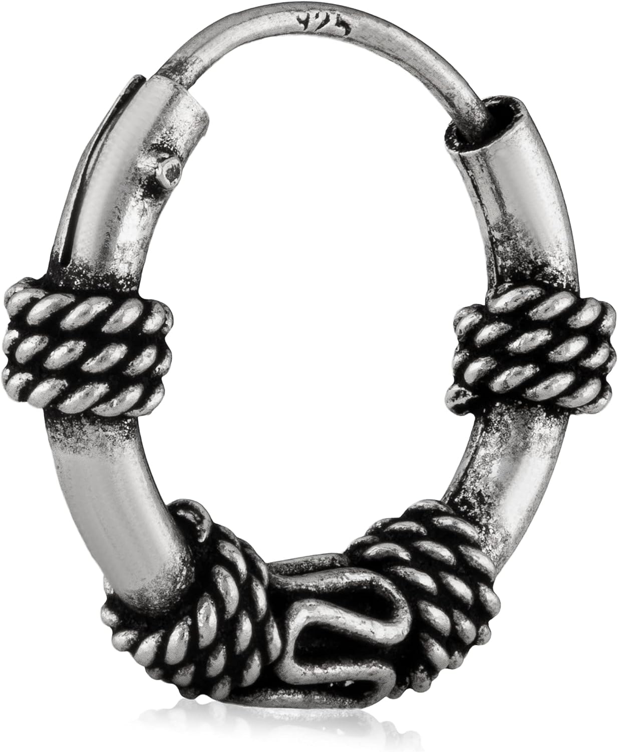 NKlaus Single Celtic Creole Earrings 925 Silver 12 mm, 14 mm or 16.7 mm Viking Gothic Single Earring