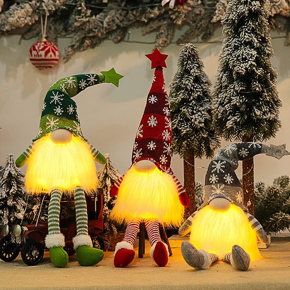 Pack of 3 Christmas Decoration Indoor Gnome Christmas Gnome with LED for – Bild 2