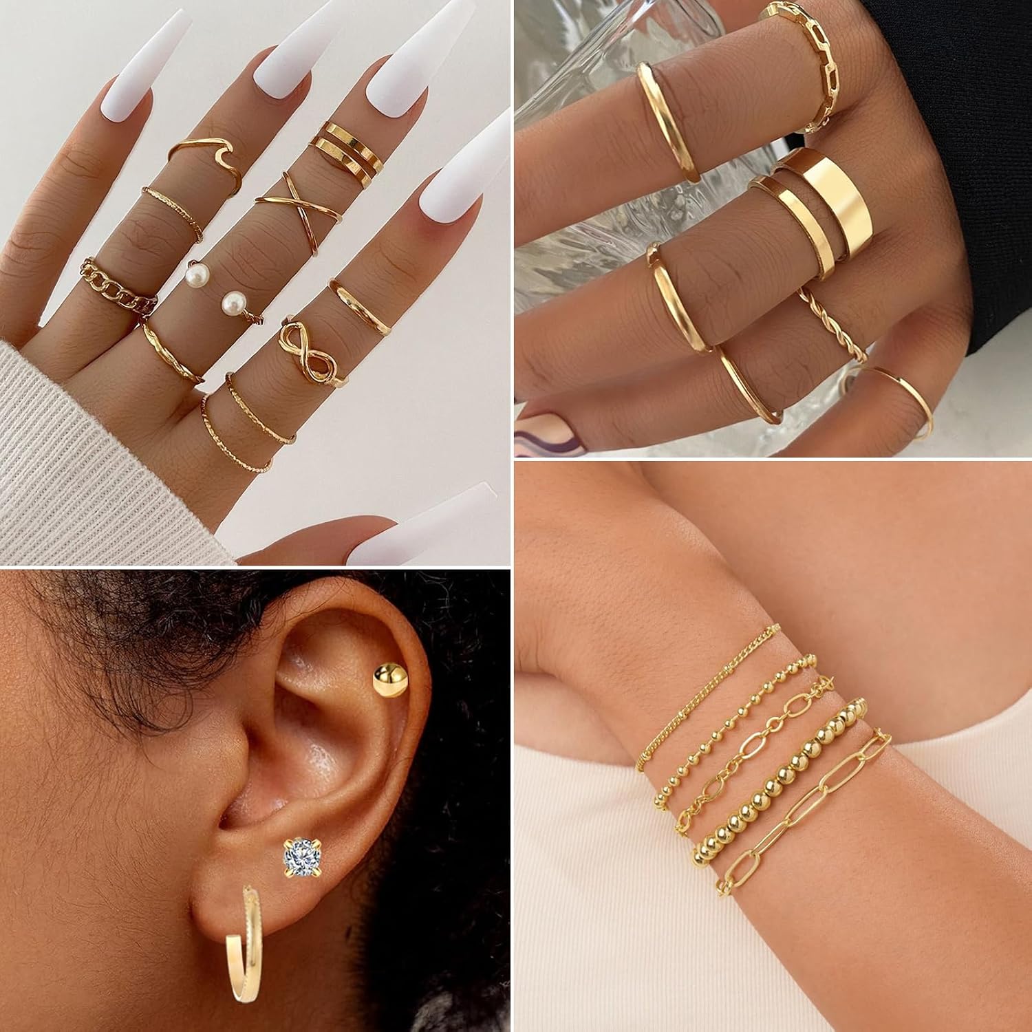JSTHHTT 40 Pieces Jewellery Sets for Women, Gold Jewellery and Silver Jewellery: Fashion Jewellery Set, Jewellery Sets, Gold Jewellery Sets for Women, Trendy Chunky Gold, Women's Jewellery Sets – Bild 7