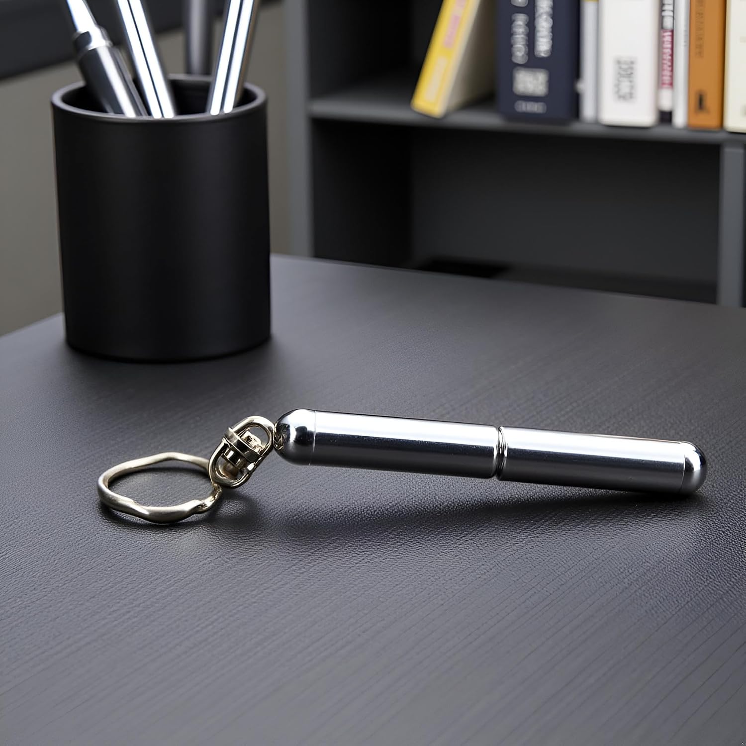 2 Pieces Silver Retractable Mini Stainless Steel Metal Tool Retractable Bag Keychain Dad Gadgets Birthday Christmas for Students Office Workers Car – Bild 2