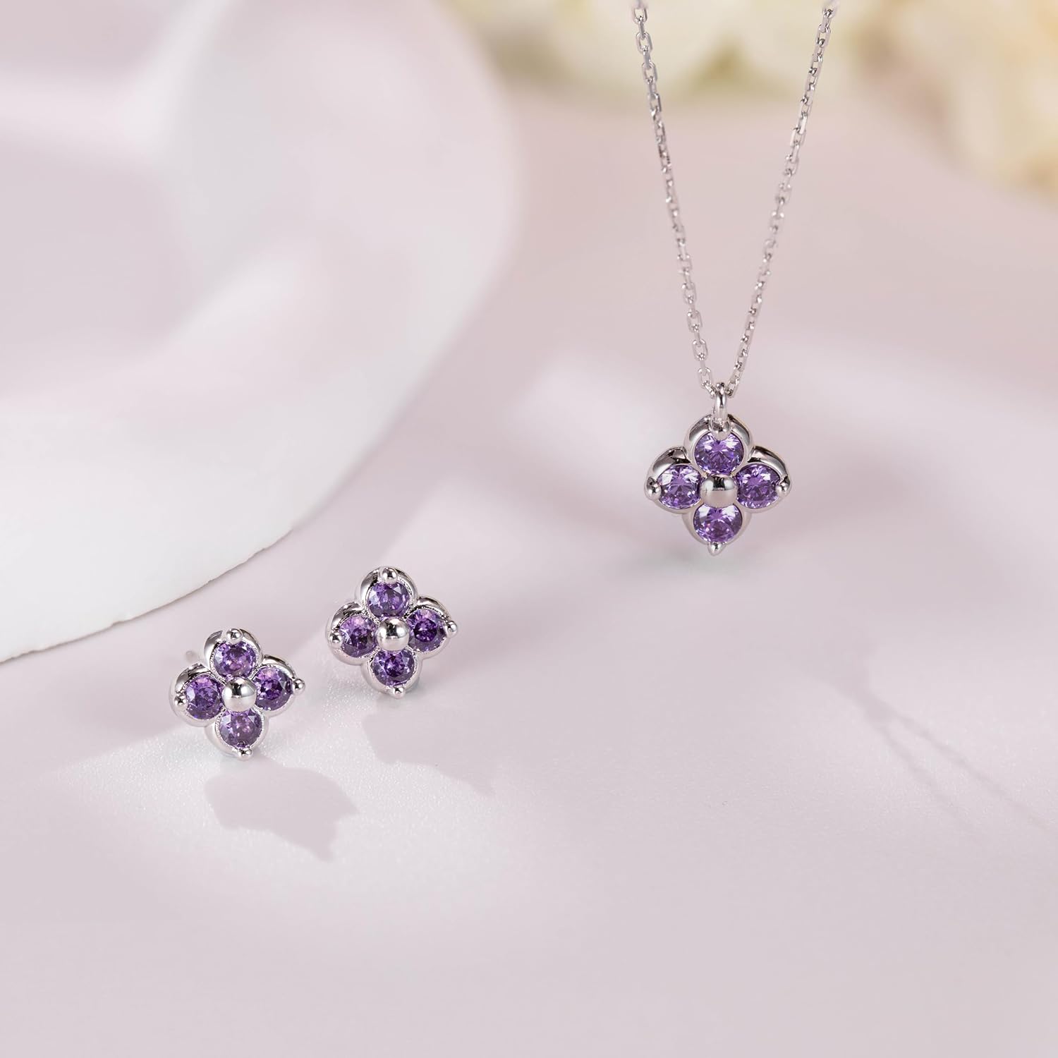 Women's Clover Birthstone Jewellery Set in 925 Sterling Silver – Bild 3