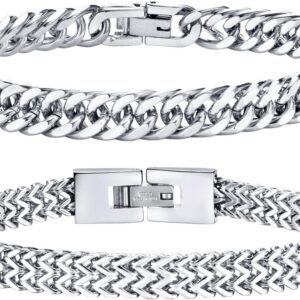 Men’s Bracelet Silver Black Gold Stainless Steel Men’s Bracelet 19-23 cm