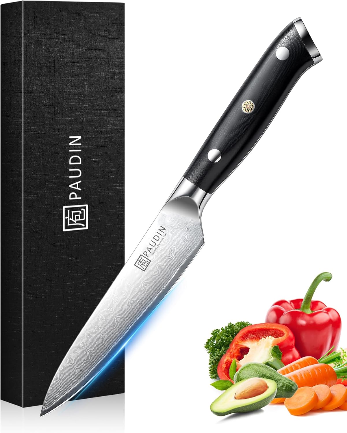 PAUDIN Damascus Utility Knife 10 cm Professional Knife