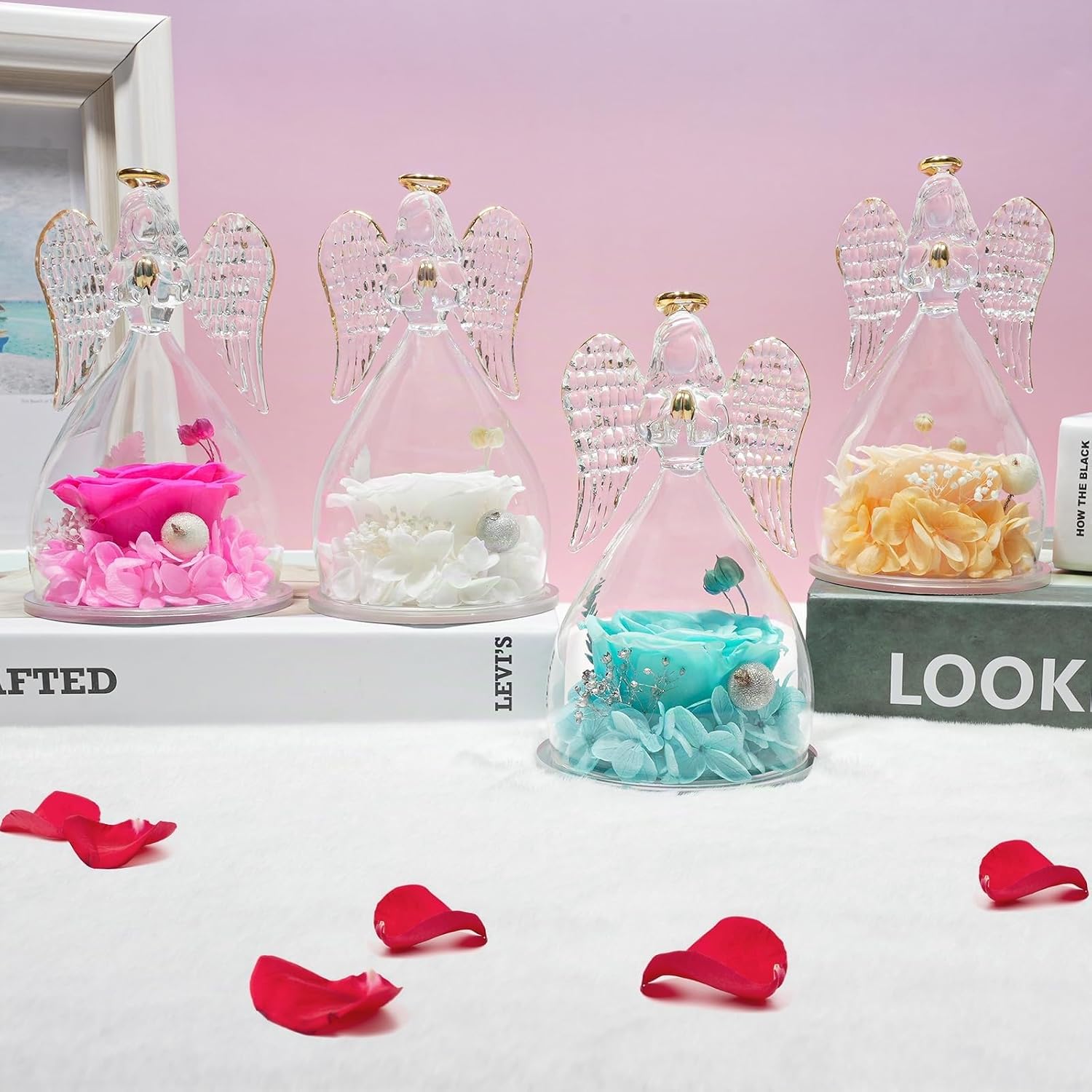 Miofula Eternal Rose Gifts for Women, Angel Figure Birthday Gift for Mum, Flowers Guardian Angel Women Gift, Infinity Roses Gifts for Mum, Mother, Grandma, Girlfriend, Gift, Anniversary, Christmas – Bild 8
