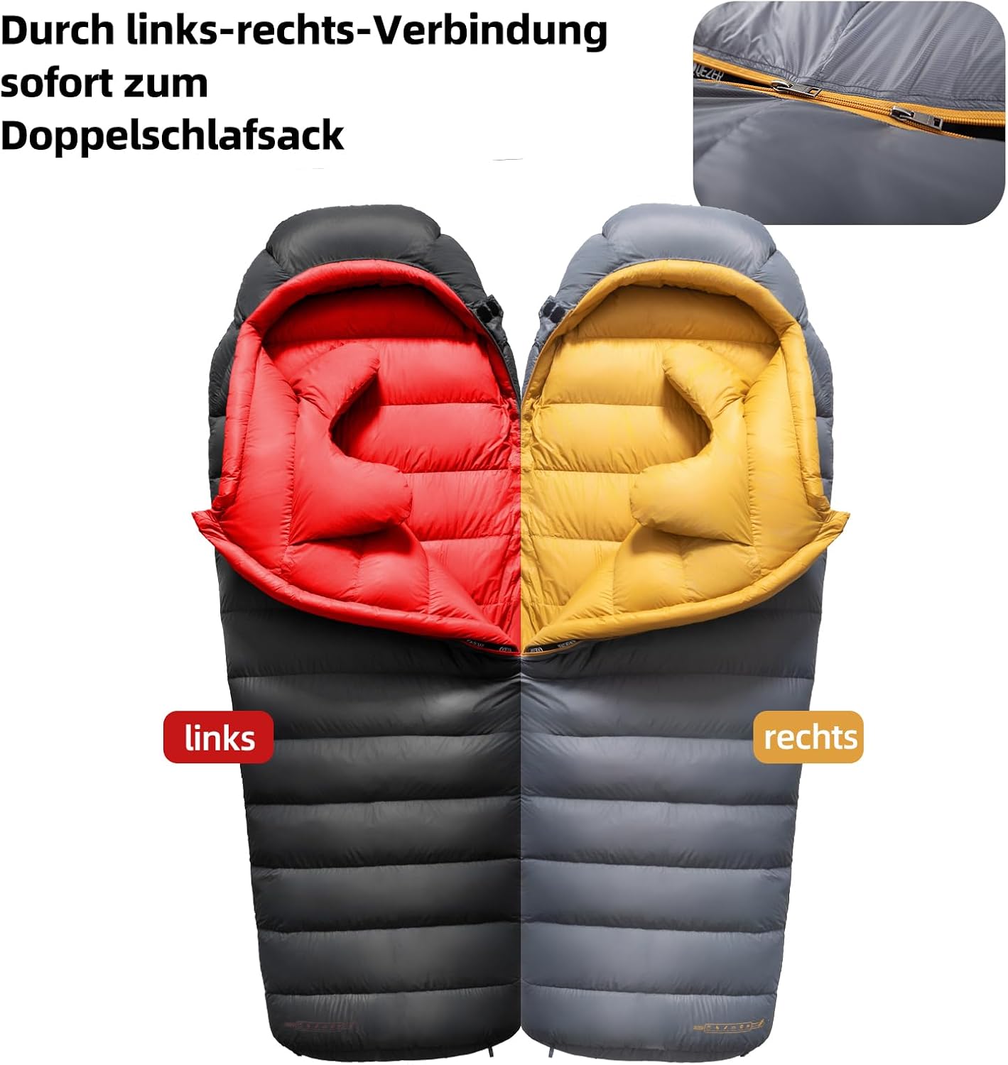 Down sleeping bag has a graphene lining and a 620FP filling power of duck down, 4-season sleeping bag, ultra-light, suitable for hiking, camping and mountaineering – Bild 5