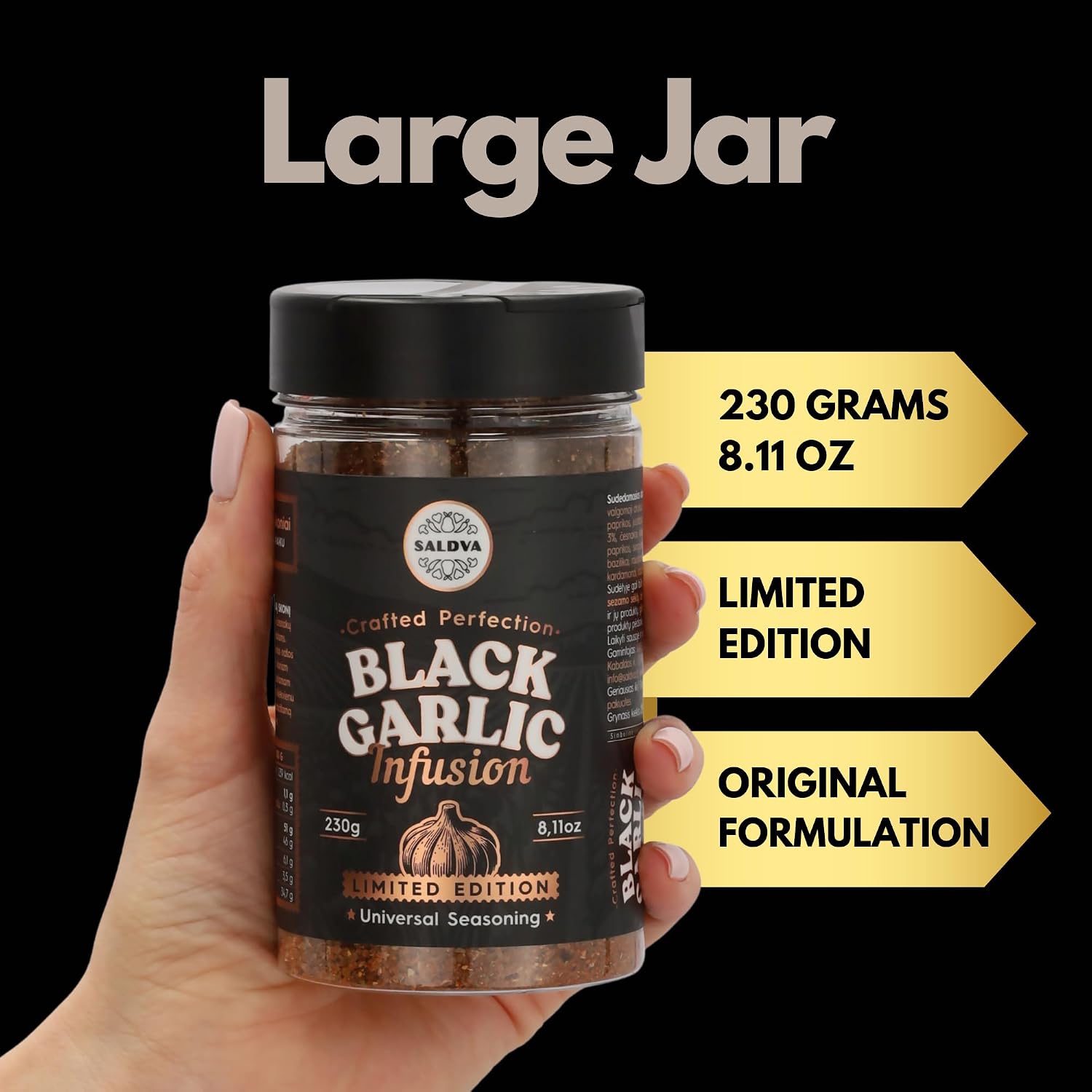 Premium Black Garlic BBQ Rub - Limited Edition Universal Spice - With Intense Umami Flavour - Strong & Smoky Spice Blend - Large Jar (230 g) – Bild 5