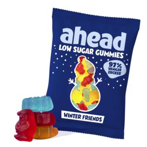 ahead Winter Friends Gummy Bears | Winter Fruit Gum 18 × 50 g | Gummy Bears without Added Sugar | Only 1 g Sugar & 78 kcal per 50 g | Low Calorie Sweets & High Fibre