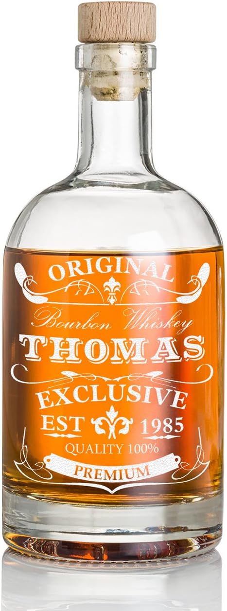 polar-effekt Personalised Whisky Bottle 700 ml with Engraving - Gift for Men - Whiskey Carafe with Cork - Scotch Decanter Spirits Bottle for Filling - Original Exclusive Motif