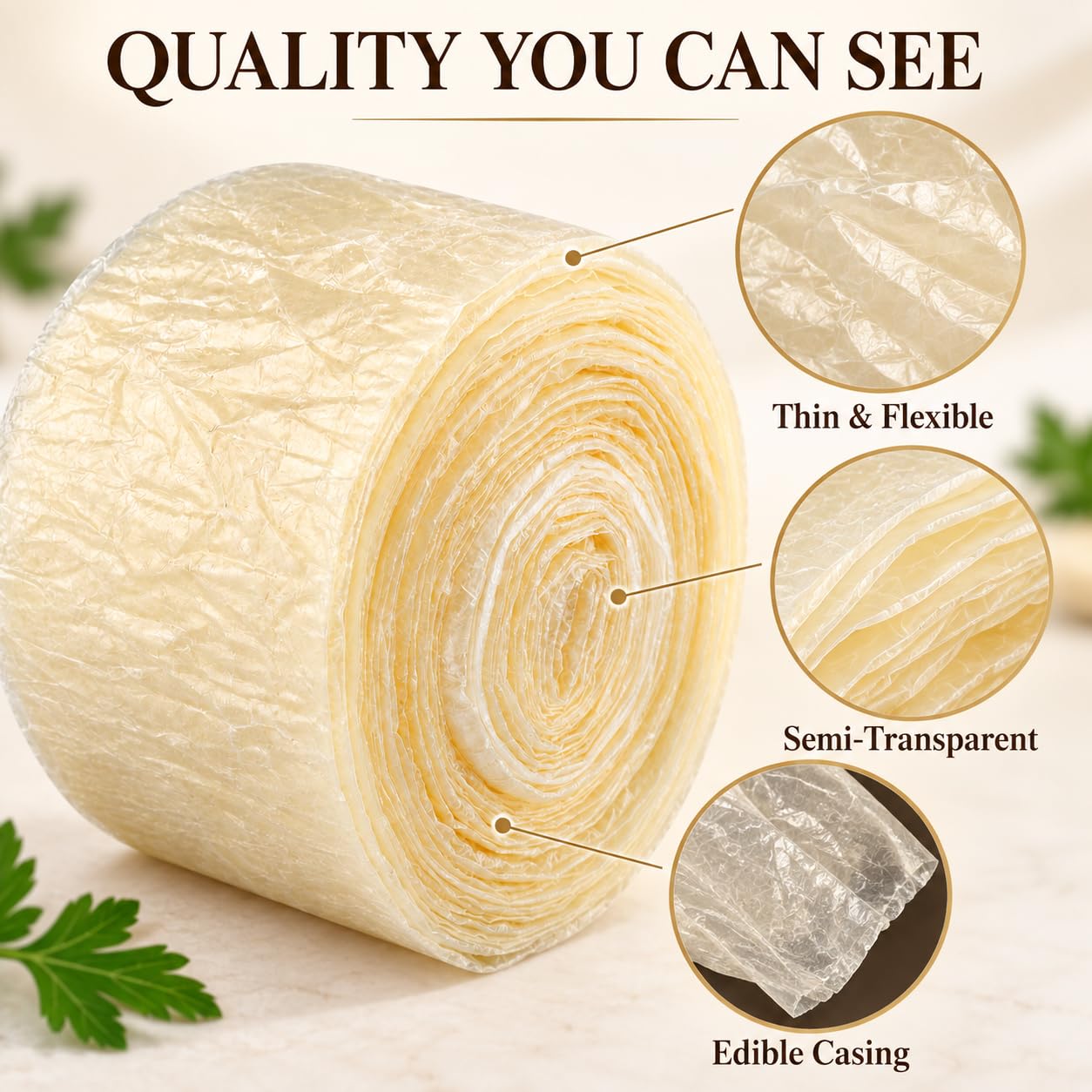 Nikou Sausage Casing, 2-Layer 8 m Edible Drying Sausage Casing, Non-Toxic, Edible Raw Sausage Casing, for Aromatic Homemade Sausages, Ham – Bild 3