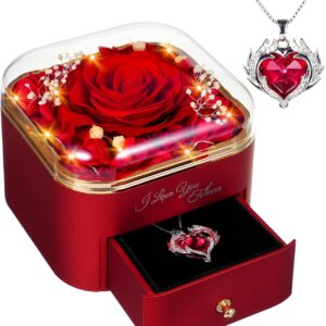 GOICC Ewige Rose Infinity Rosen Valentinstag Mit Ich Liebe Dich Halskette Geschenke Für Frauen Mama Oma Ehefrau Freundin Geschenk Zum Valentinstag Sie Rosenbox Zum Muttertag Hochzeitstag Geburtstag