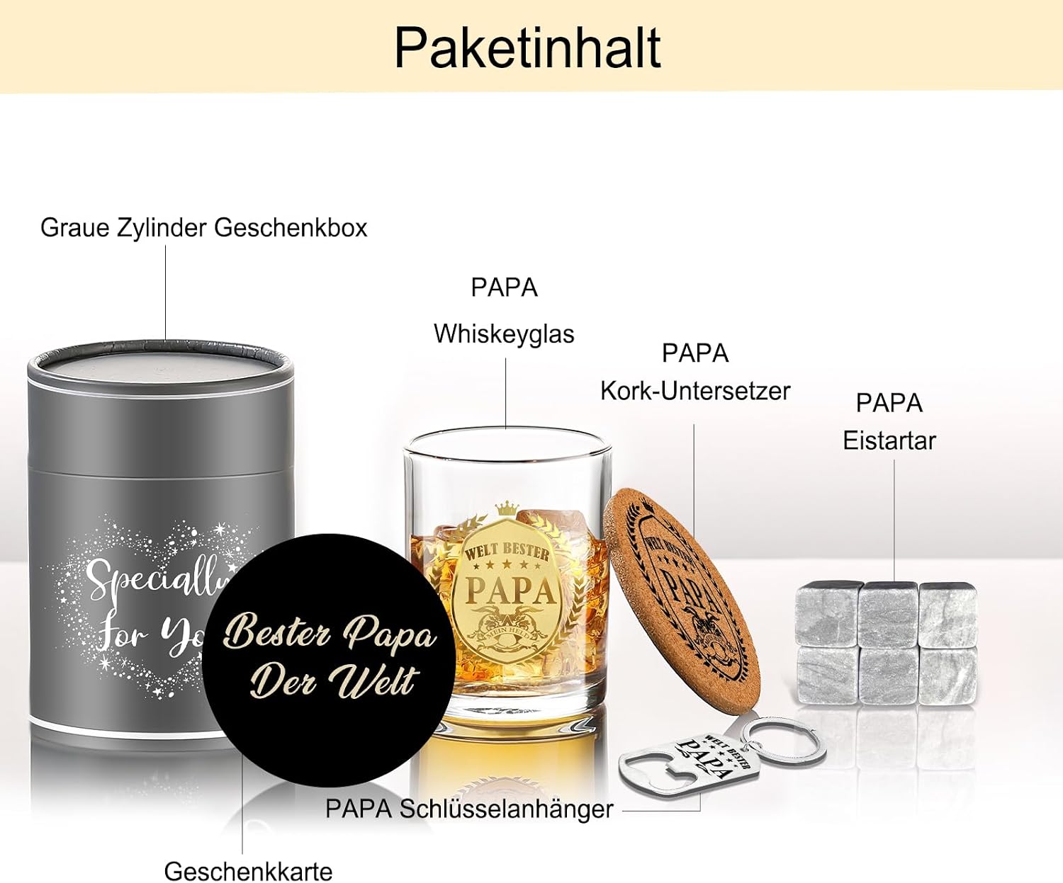 Gift for Dad Whisky Glasses Personalised Father's Day Gifts for Dad Whiskey Gifts for Men Dad Gift Birthday Christmas Father's Day from Daughter Son Father Whisky Glasses Gift Set 5 – Bild 4