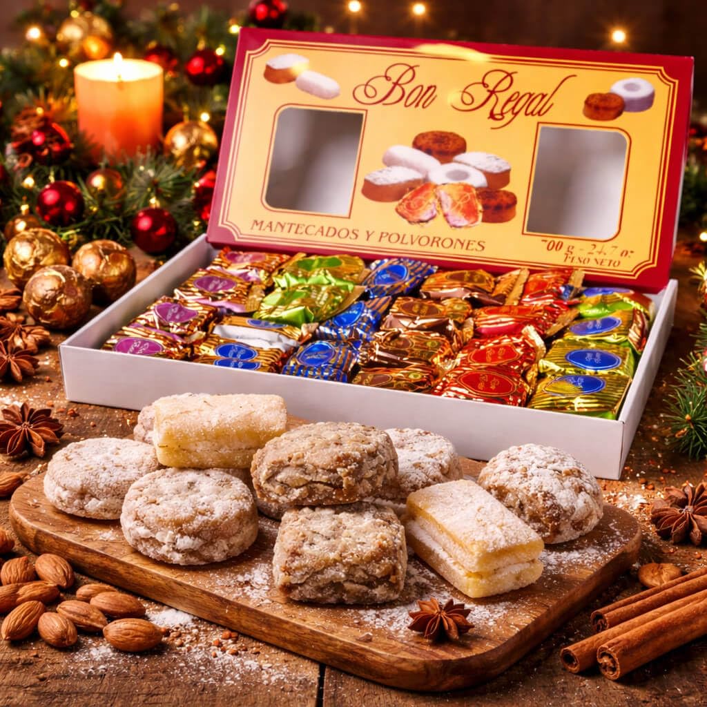 Mantecados & Polvorones 600g - Spanish Christmas Biscuit Mix with Alfajores & Roscones, Almond Lard Pastry from Andalusia (Navidad) – Bild 4