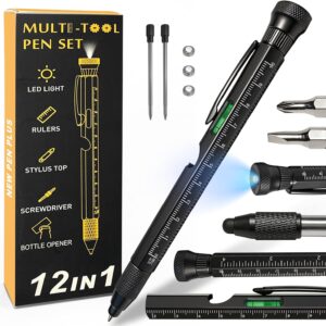 Gifts for Men, 12 in 1 Multitool Ballpoint Pen Gadget, Gift Ideas for Him Husband Dad, Multifunctional Pen Tool, Practical Men's Gifts for Birthday, Father's Day & Christmas
