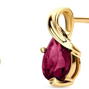 Orovi 9ct Yellow Gold/White Gold Drop Earrings with Ruby/Sapphire/Aquamarine/Emerald/Amethyst/Topaz Gold Stud Earrings Ladies with Gemstone Gold Earrings Allergy Free & Handmade (10x4.5mm)