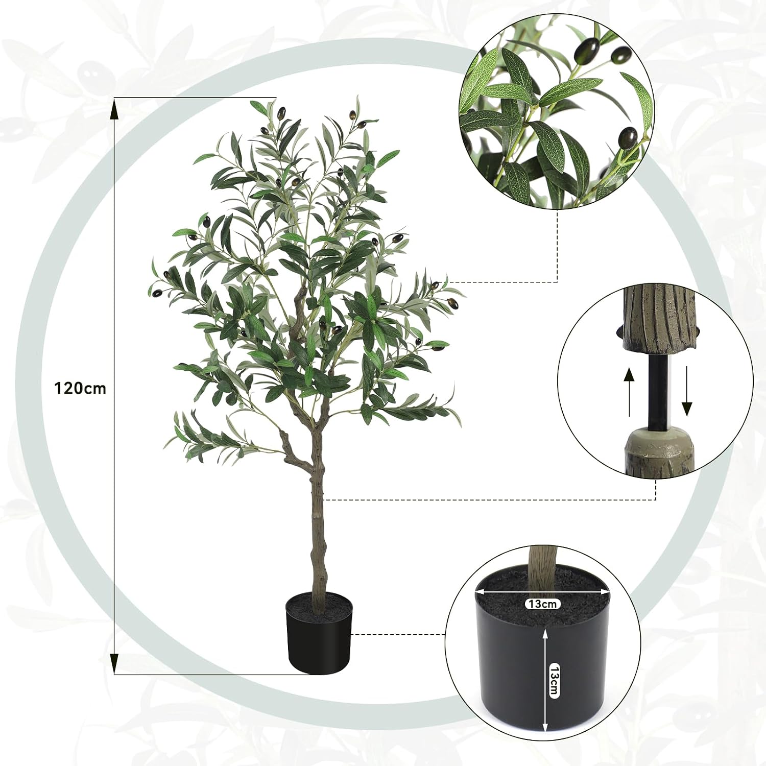 YOLEO Olive Tree Artificial 120 cm Artificial Plant Artificial Plants Large – Bild 5