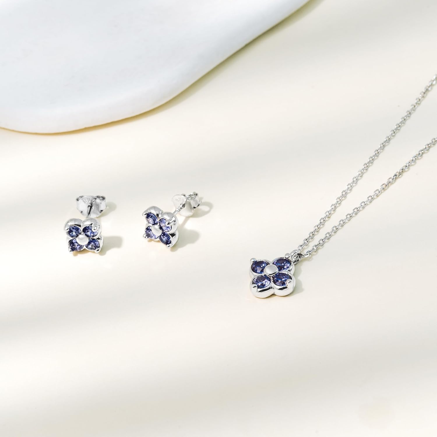 Women's Clover Birthstone Jewellery Set in 925 Sterling Silver – Bild 3