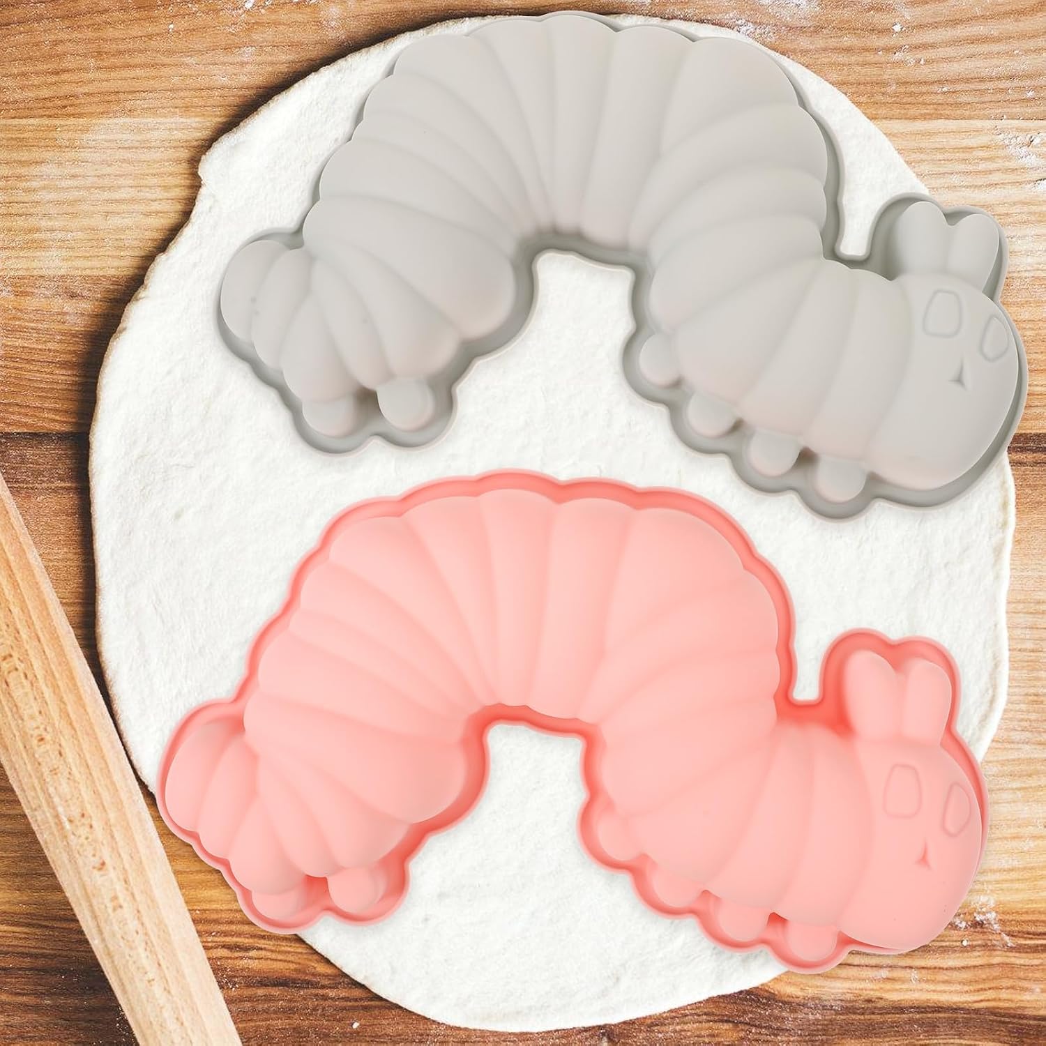 Set of 2 Silicone Caterpillar Baking Moulds for Jelly and Pastries – Bild 5