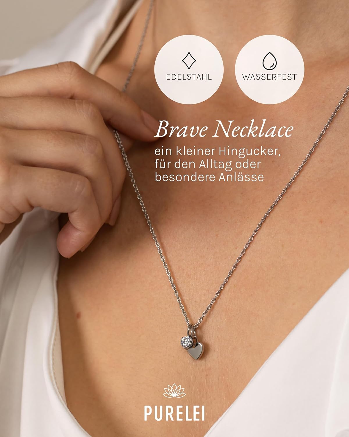 Purelei Brave Women's Necklace - Women's Necklace Made of Durable Stainless Steel - Waterproof Chain with Pendant - 50-55 cm Length Adjustable - Necklace for Your Individual Look – Bild 2