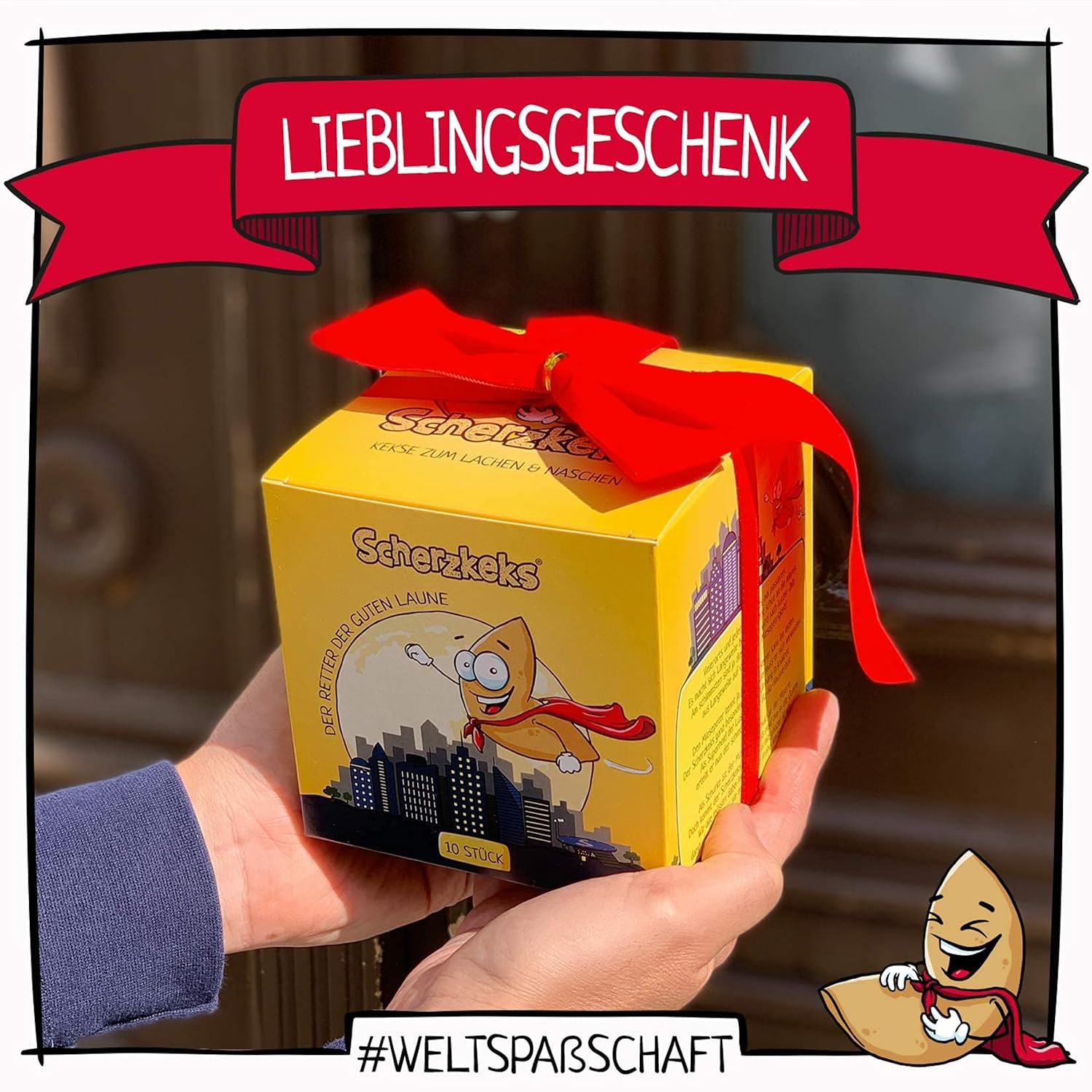 Scherzkeks Box of 5 Biscuits with Joke Question and Answer in Lucky Biscuit, Funny Gift Idea Made in Germany, for Birthdays, JGA, Family Celebrations, Christmas, New Year's Eve – Bild 5