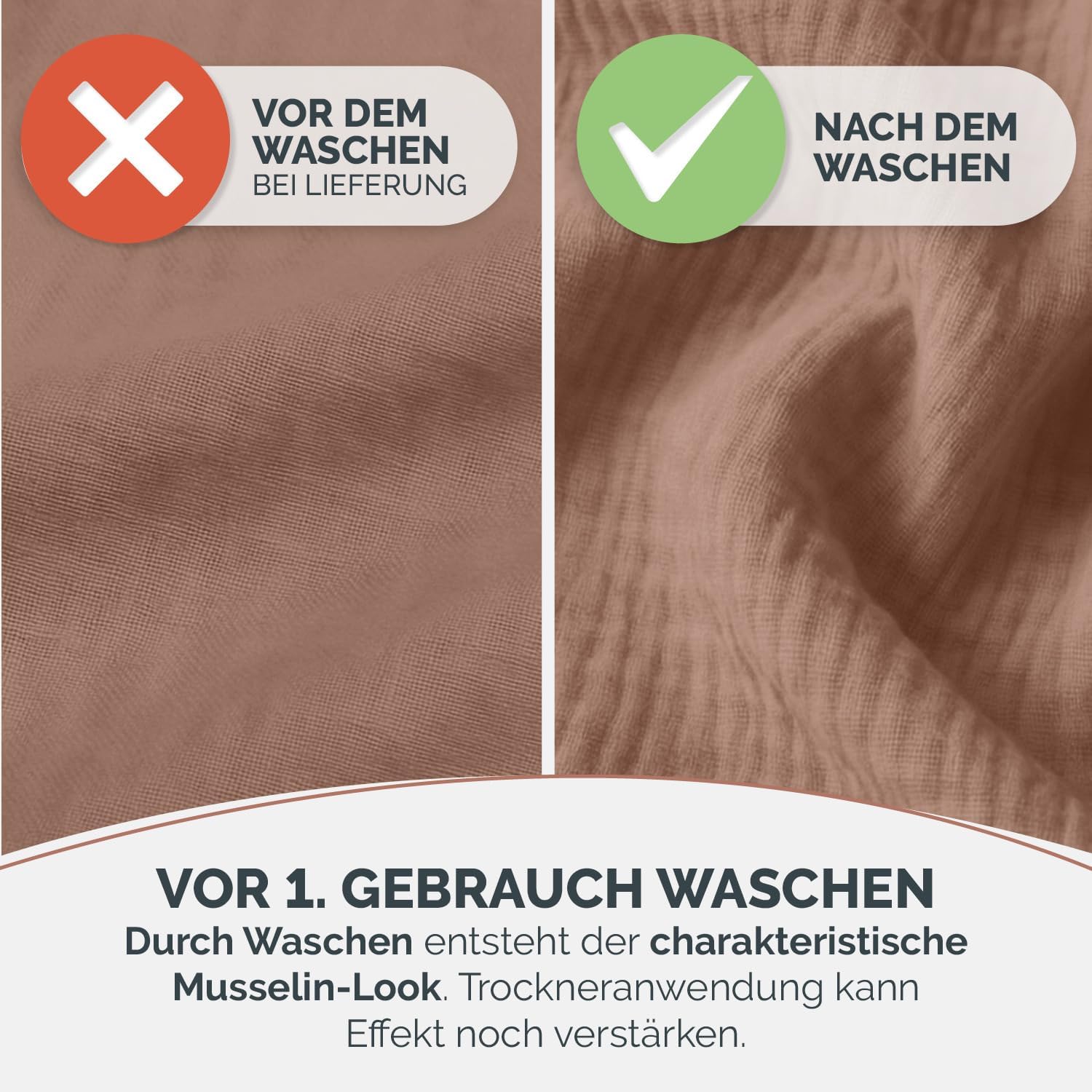 Blumtal Tagesdecke Baumwolle 220x240 cm - Musselin Decke Oeko-TEX Zertifiziert - Bettüberwurf 220x240 - Couch Überwurf - Kuscheldecke Baumwolle 100% - Überwurf Bett - Tagesdecke Couch in Copper – Bild 3