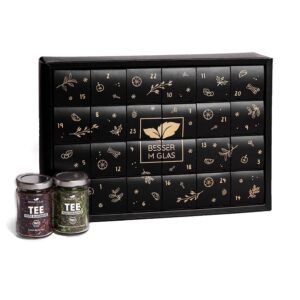 Besser im Glas Organic Tea Advent Calendar 2026 | 24 Gourmet Tea Varieties Sustainably Packed | Naturally Sweet, Vegan, No Sugar & No Calories | Tea Gift | Lemon Tea, Fruit Tea & Herbal Tea Loose