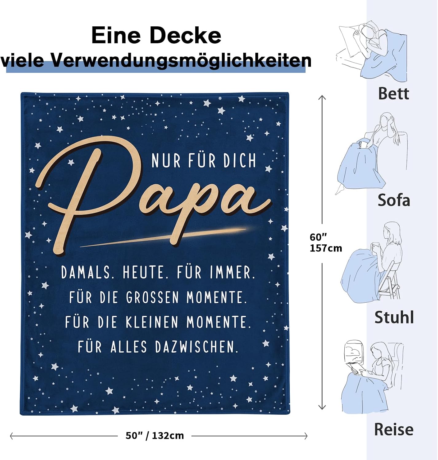 Papa Geburtstagsgeschenk - Kuscheldecke mit Spruch, Papa Geschenk – Bild 4