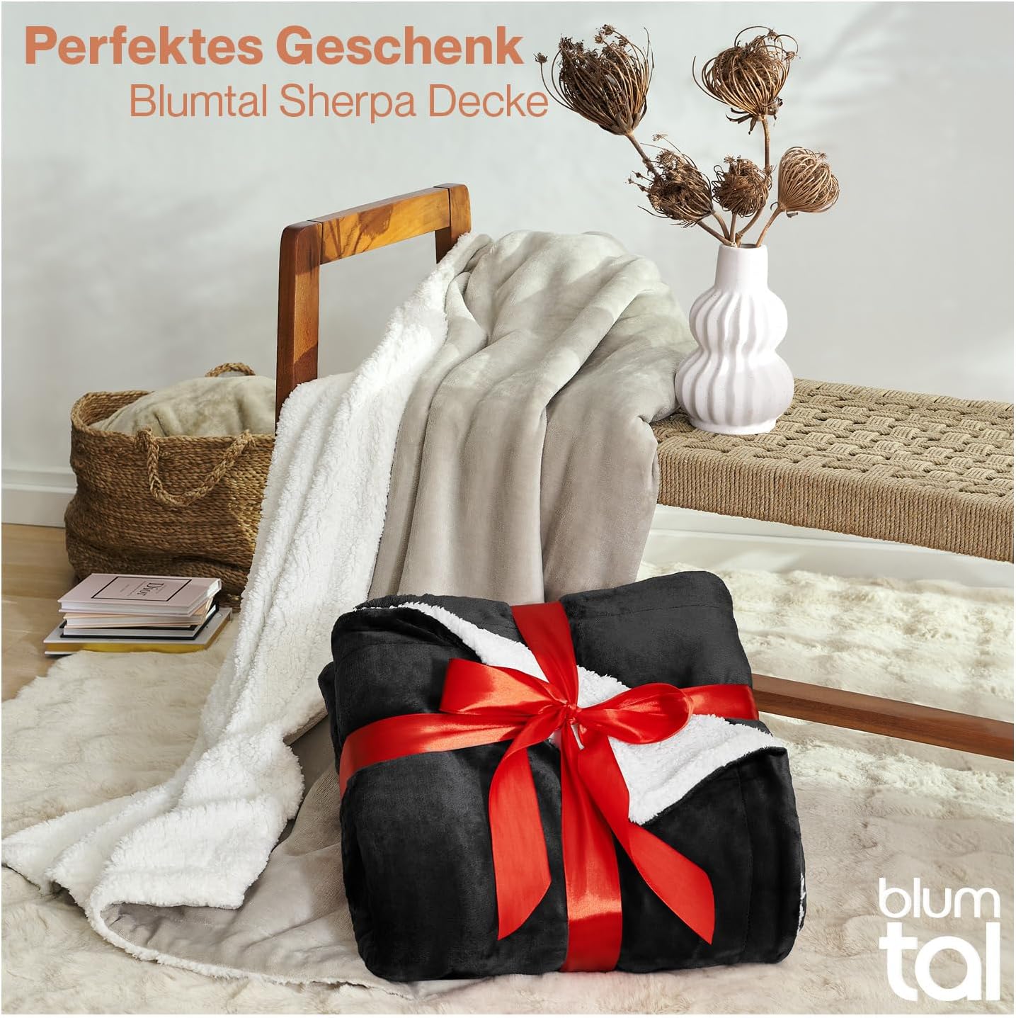 Blumtal Premium Sherpa Cuddly Blanket, Fluffy, 150 x 200 cm, Oeko-Tex Certified, Sofa Blanket with Thick Sherpa Inside, Super Fluffy Blanket, Extra Thick and Warming, Plush Blanket, Anthracite – Bild 6
