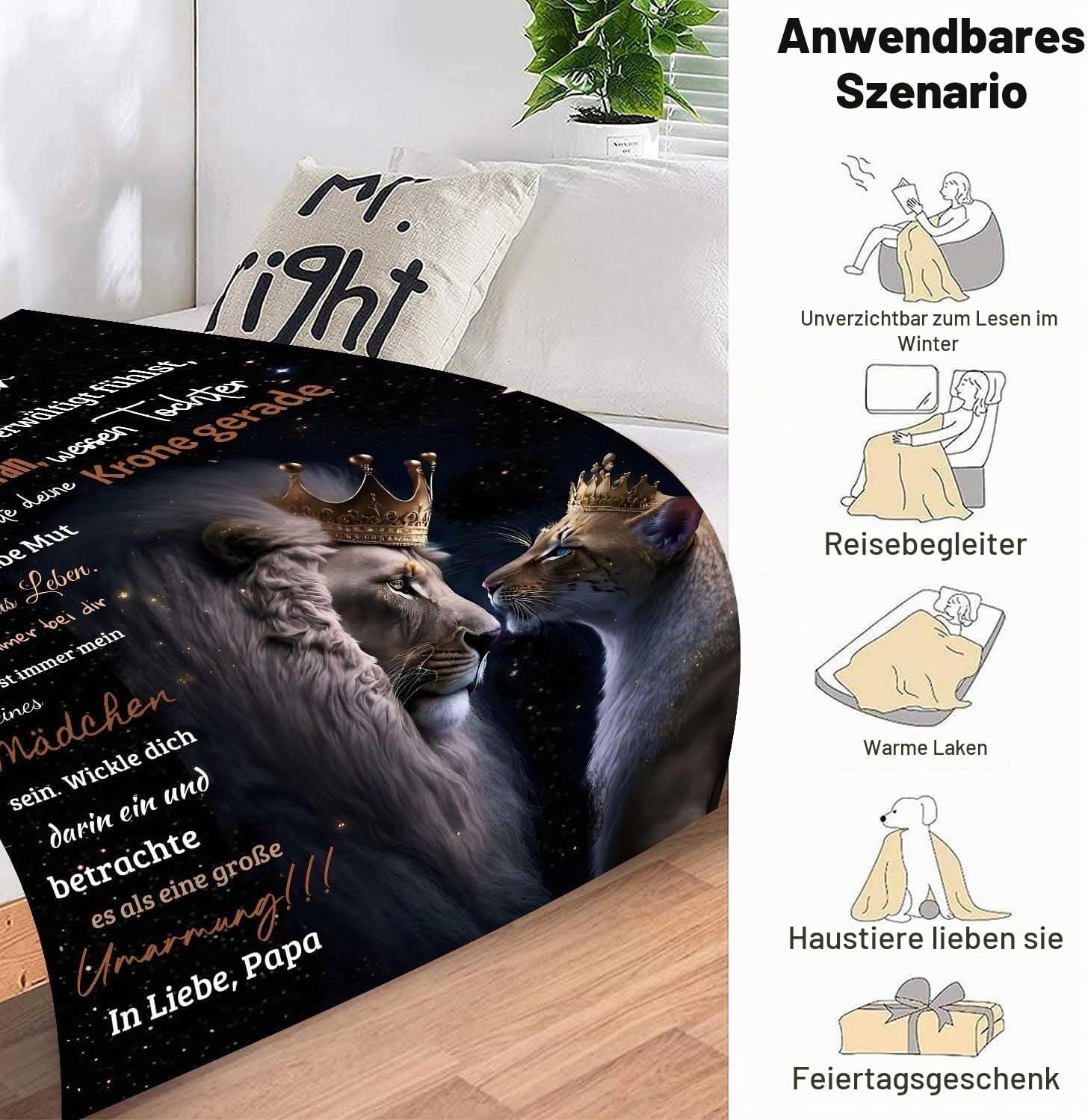 Cuddly Blanket Gifts Fluffy Father Daughter Deck 150 x 200 cm – Bild 7