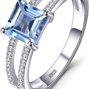 JewelryPalace Princess Cut 1.2ct Real Blue Topaz Ring Women's Ring with Stone Blue Topaz Yellow Gold Jewellery Set, Engagement Ring Silver Rings 925 Rose Gold Women, Wedding Anniversary Jewellery